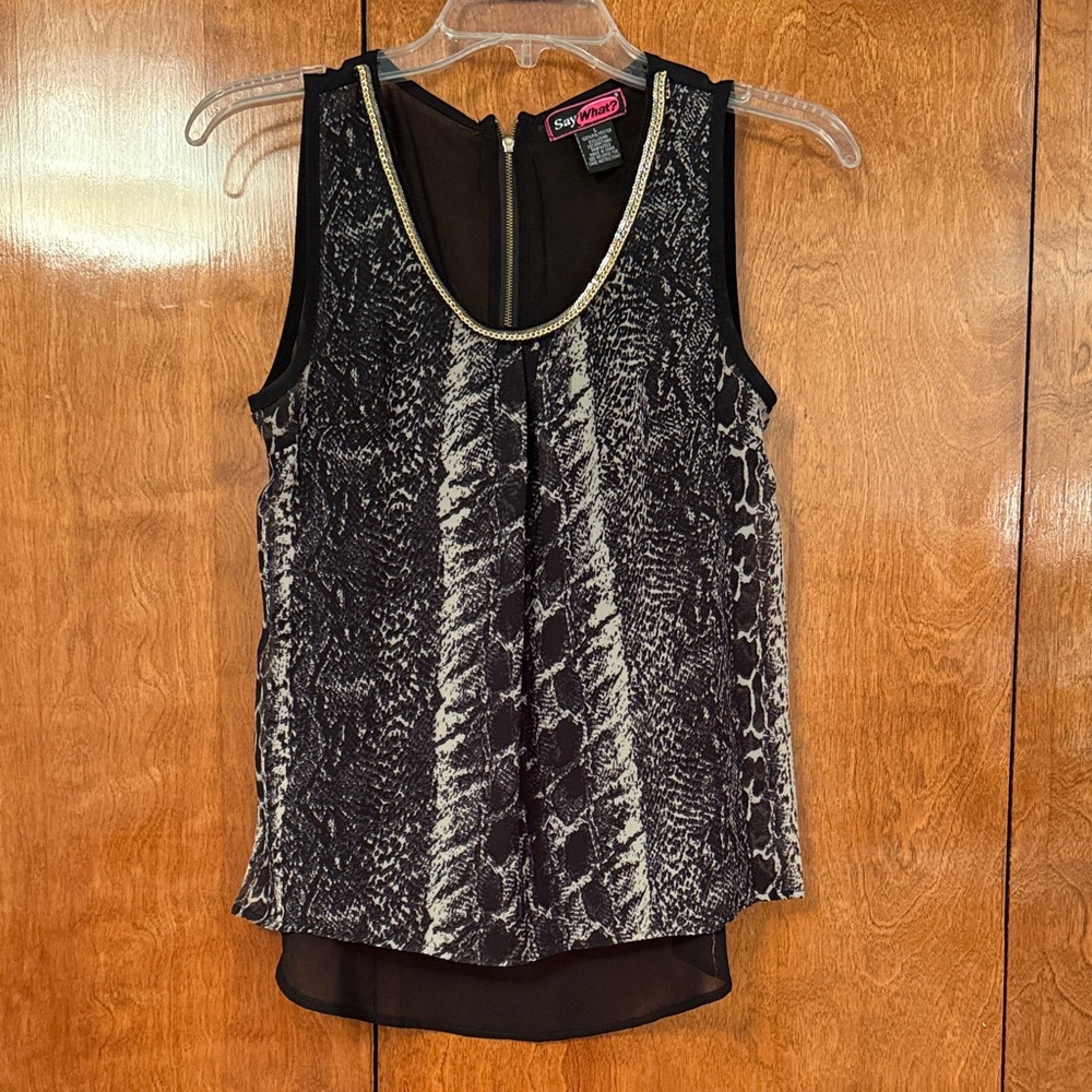 Say What? Black and Gray Snakeskin Tank Top